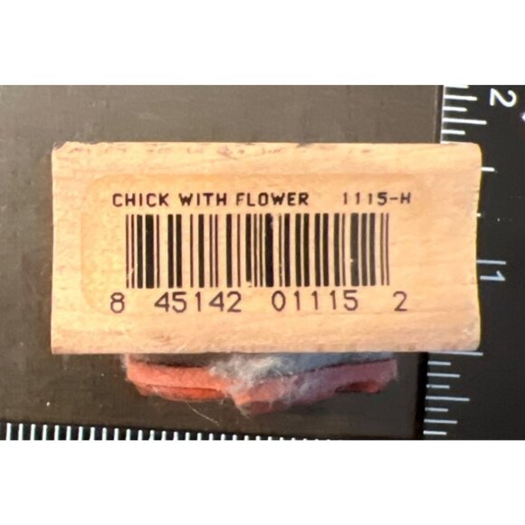 Chick With Flower Stamp Wood mounted  1115-H By Yasuya For Rubber Soul - Picture 4 of 5